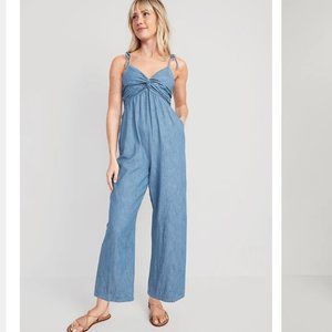 Old Navy Women's Tie-Strap Twist-Front Jumpsuit in Denim Size L - NWT MSRP $50